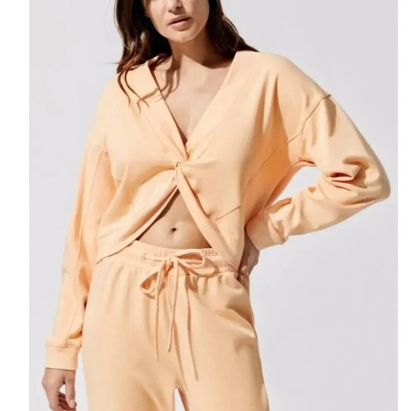 Carbon38 Peach Orange Twist Front Cropped Sweatshirt - Picture 1 of 6